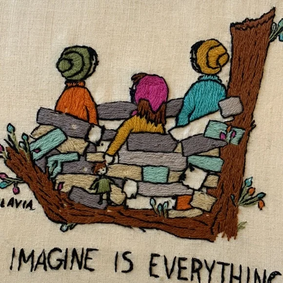 Vintage Bucilla Crewel Embroidery MCM Flavia“To Imagine” Picture